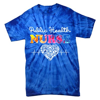 Public Health Nurse Watercol Love Heart Stethoscope Rn Nurse Gift Tie-Dye T-Shirt