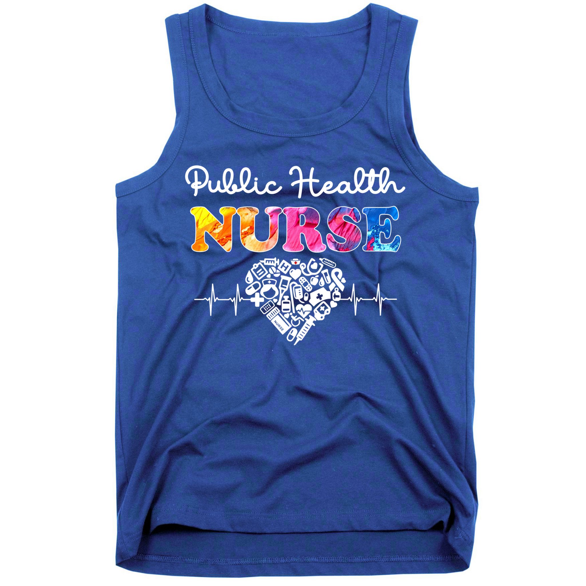 Public Health Nurse Watercol Love Heart Stethoscope Rn Nurse Gift Tank Top