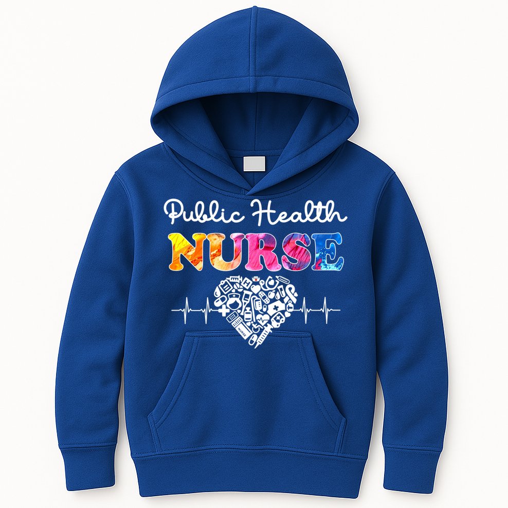 Public Health Nurse Watercol Love Heart Stethoscope Rn Nurse Gift Kids Hoodie