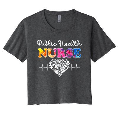 Public Health Nurse Watercol Love Heart Stethoscope Rn Nurse Gift Women's Crop Top Tee