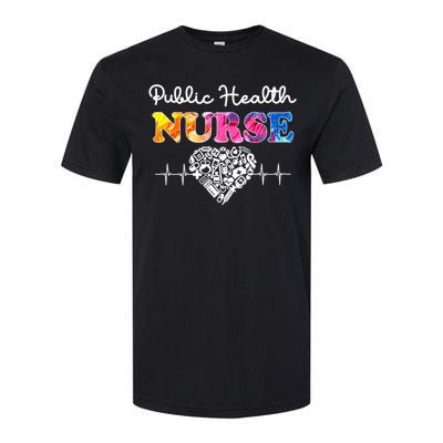 Public Health Nurse Watercol Love Heart Stethoscope Rn Nurse Gift Softstyle CVC T-Shirt