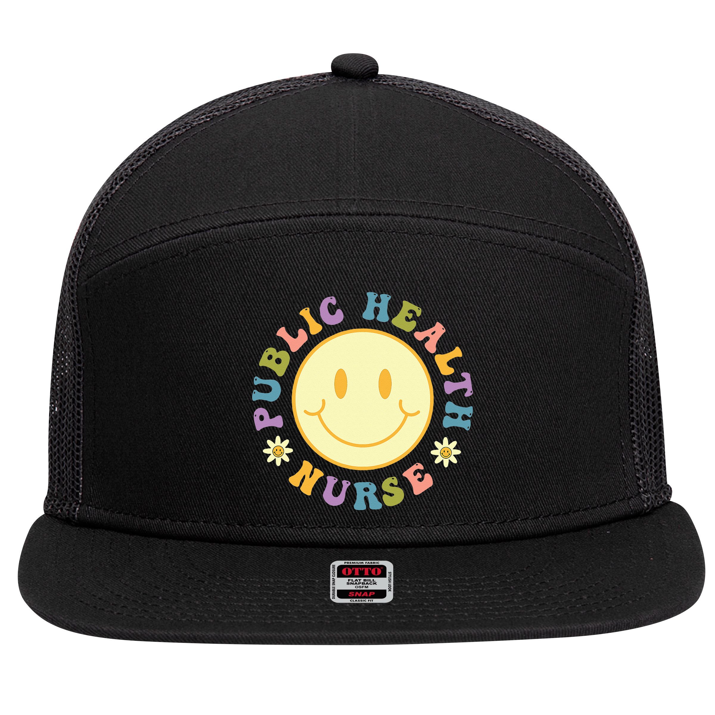 Public Health Nurse  Groovy Public Health Nursing 7 Panel Mesh Trucker Snapback Hat