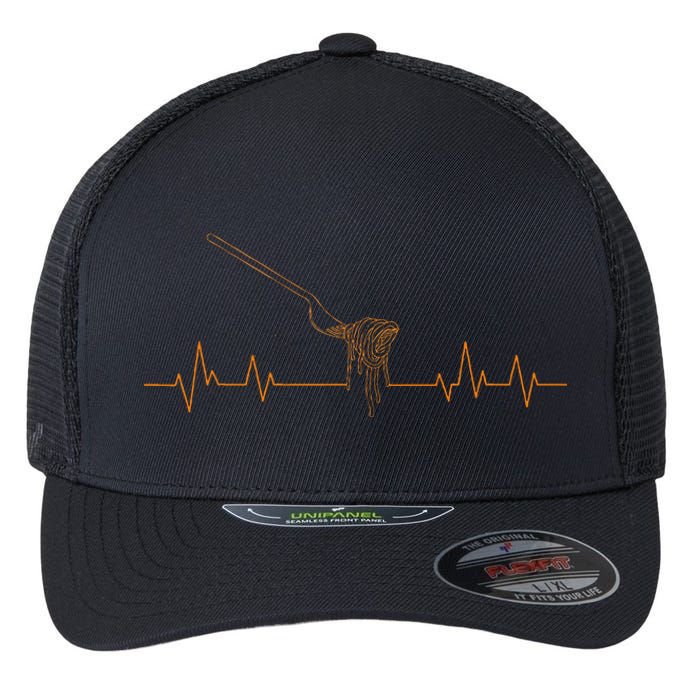 Pasta Heartbeat Noodles Italian Cook Fork Flexfit Unipanel Trucker Cap