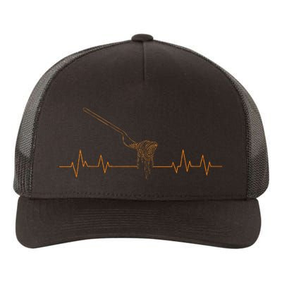 Pasta Heartbeat Noodles Italian Cook Fork Yupoong Adult 5-Panel Trucker Hat