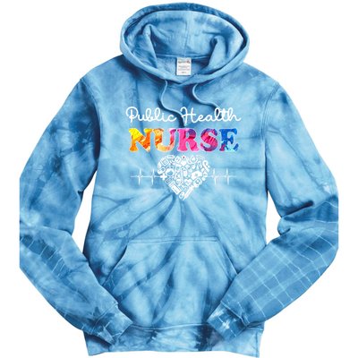 Public Health Nurse Watercol Love Heart Stethoscope Rn Nurse Gift Tie Dye Hoodie