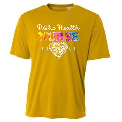 Public Health Nurse Watercol Love Heart Stethoscope Rn Nurse Gift Cooling Performance Crew T-Shirt