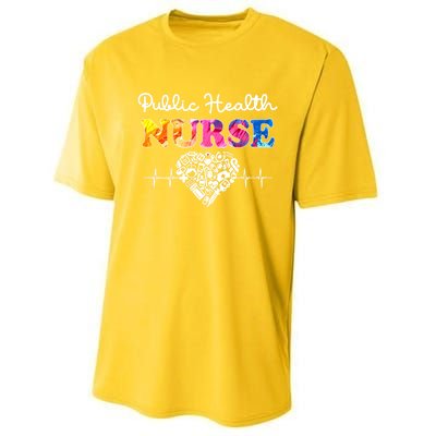 Public Health Nurse Watercol Love Heart Stethoscope Rn Nurse Gift Performance Sprint T-Shirt