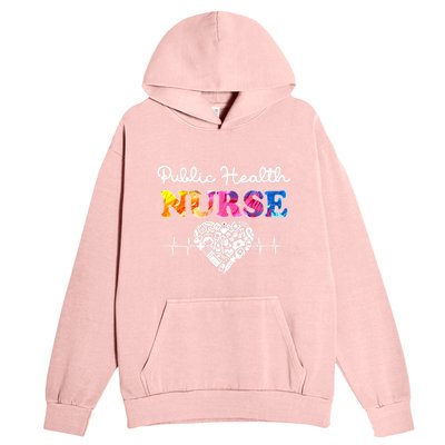 Public Health Nurse Watercol Love Heart Stethoscope Rn Nurse Gift Urban Pullover Hoodie