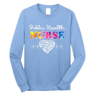 Public Health Nurse Watercol Love Heart Stethoscope Rn Nurse Gift Long Sleeve Shirt