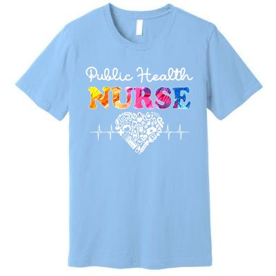 Public Health Nurse Watercol Love Heart Stethoscope Rn Nurse Gift Premium T-Shirt