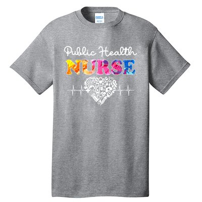 Public Health Nurse Watercol Love Heart Stethoscope Rn Nurse Gift Tall T-Shirt