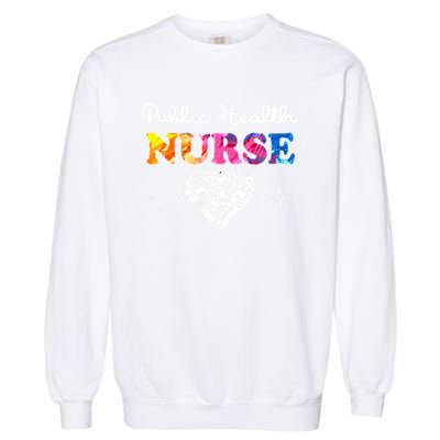 Public Health Nurse Watercol Love Heart Stethoscope Rn Nurse Gift Garment-Dyed Sweatshirt