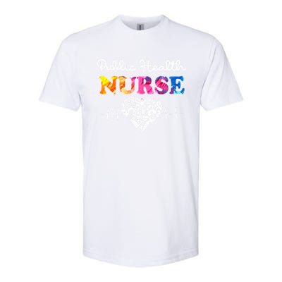 Public Health Nurse Watercol Love Heart Stethoscope Rn Nurse Gift Softstyle CVC T-Shirt