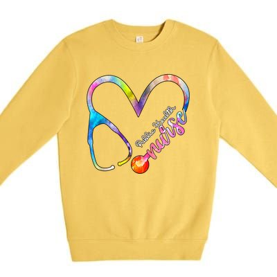 Public Health Nurse Watercol Love Heart Stethoscope Rn Nurse Gift Premium Crewneck Sweatshirt