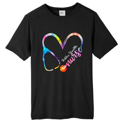 Public Health Nurse Watercol Love Heart Stethoscope Rn Nurse Gift Tall Fusion ChromaSoft Performance T-Shirt