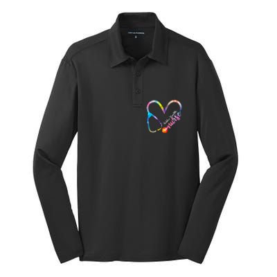 Public Health Nurse Watercol Love Heart Stethoscope Rn Nurse Gift Silk Touch Performance Long Sleeve Polo