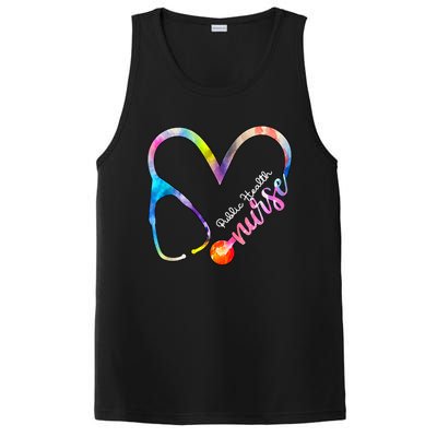 Public Health Nurse Watercol Love Heart Stethoscope Rn Nurse Gift PosiCharge Competitor Tank