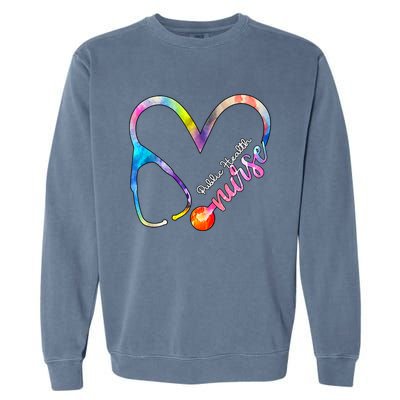 Public Health Nurse Watercol Love Heart Stethoscope Rn Nurse Gift Garment-Dyed Sweatshirt