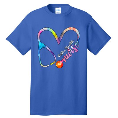 Public Health Nurse Watercol Love Heart Stethoscope Rn Nurse Gift Tall T-Shirt