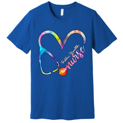 Public Health Nurse Watercol Love Heart Stethoscope Rn Nurse Gift Premium T-Shirt