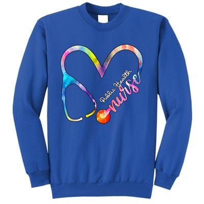 Public Health Nurse Watercol Love Heart Stethoscope Rn Nurse Gift Tall Sweatshirt