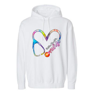 Public Health Nurse Watercol Love Heart Stethoscope Rn Nurse Gift Garment-Dyed Fleece Hoodie