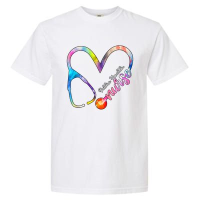 Public Health Nurse Watercol Love Heart Stethoscope Rn Nurse Gift Garment-Dyed Heavyweight T-Shirt