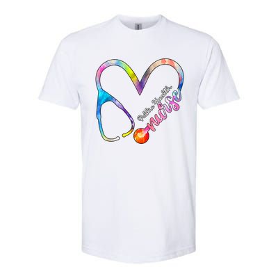 Public Health Nurse Watercol Love Heart Stethoscope Rn Nurse Gift Softstyle CVC T-Shirt