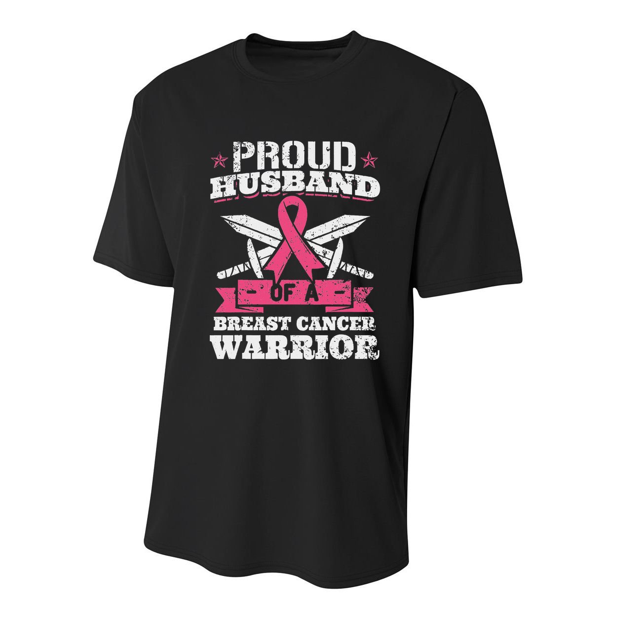 Proud Husband Of Breast Cancer Warrior Awareness Ribbon Youth Performance Sprint T-Shirt