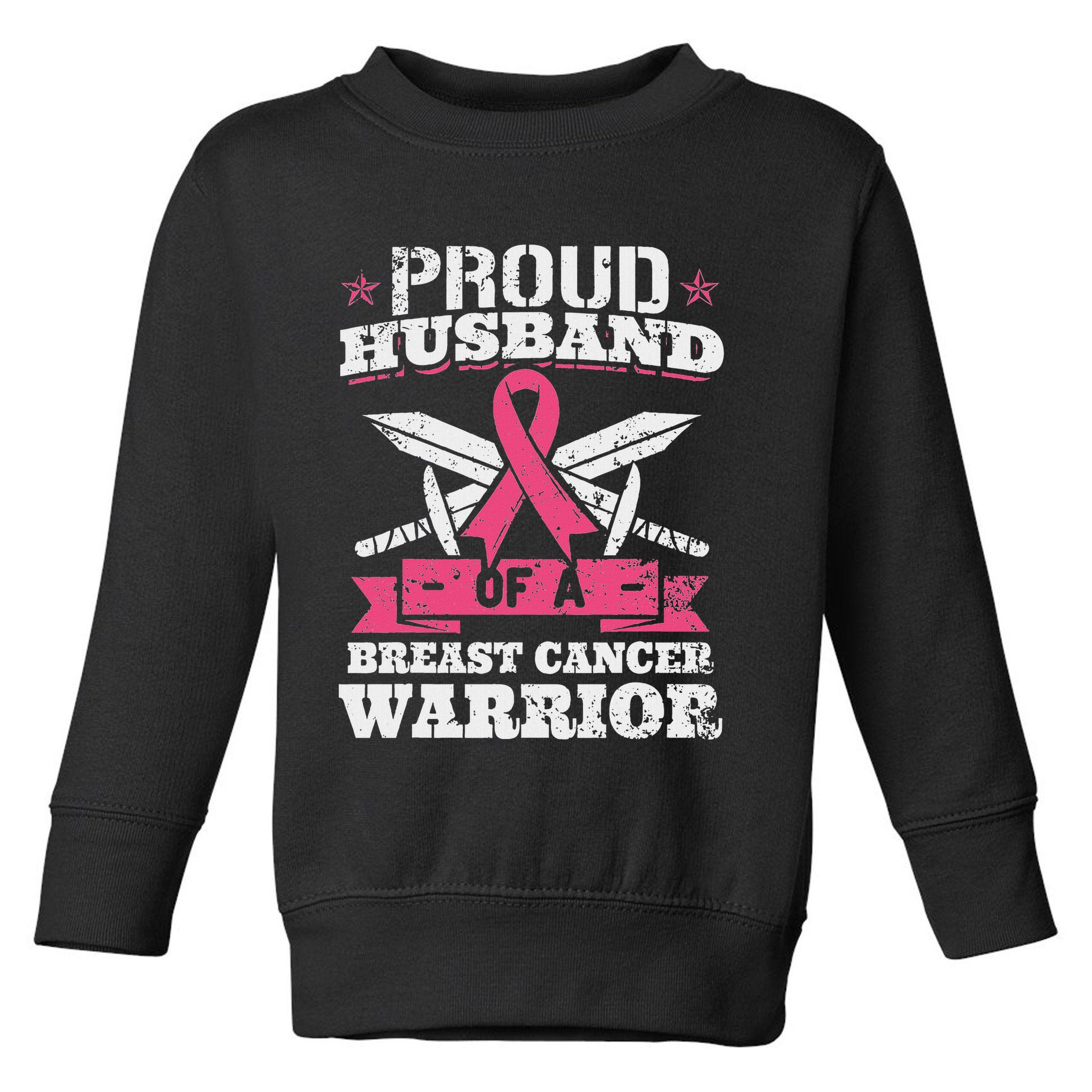 Proud Husband Of Breast Cancer Warrior Awareness Ribbon Toddler Sweatshirt