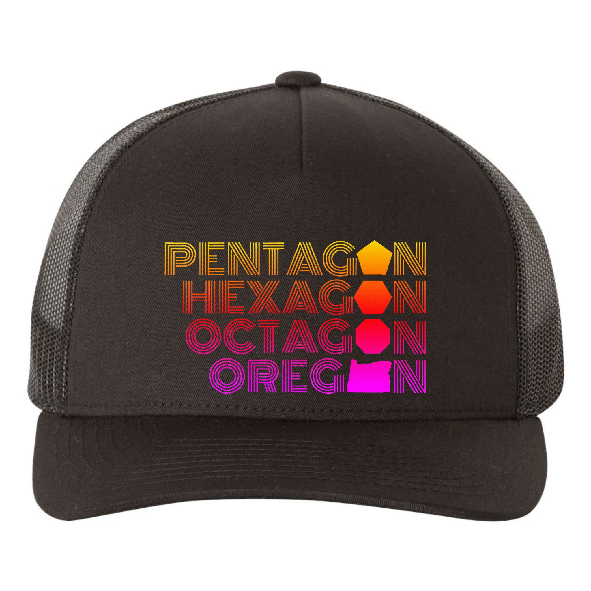 Pentagon Hexagon Octagon Oregon Yupoong Adult 5-Panel Trucker Hat