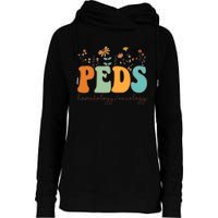 Pediatric Hematology Oncology Nurse Retro Groovy Wildflowers Womens Funnel Neck Pullover Hood