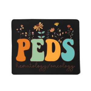 Pediatric Hematology Oncology Nurse Retro Groovy Wildflowers Mousepad