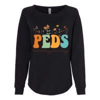 Pediatric Hematology Oncology Nurse Retro Groovy Wildflowers Womens California Wash Sweatshirt