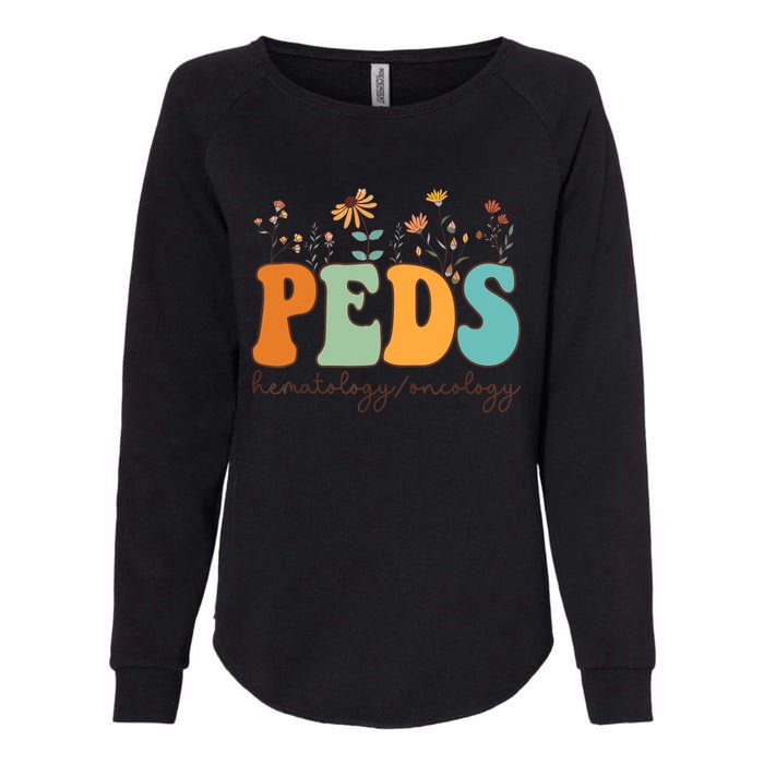 Pediatric Hematology Oncology Nurse Retro Groovy Wildflowers Womens California Wash Sweatshirt