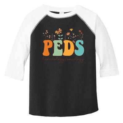 Pediatric Hematology Oncology Nurse Retro Groovy Wildflowers Toddler Fine Jersey T-Shirt