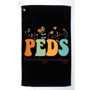 Pediatric Hematology Oncology Nurse Retro Groovy Wildflowers Platinum Collection Golf Towel