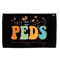 Pediatric Hematology Oncology Nurse Retro Groovy Wildflowers Grommeted Golf Towel