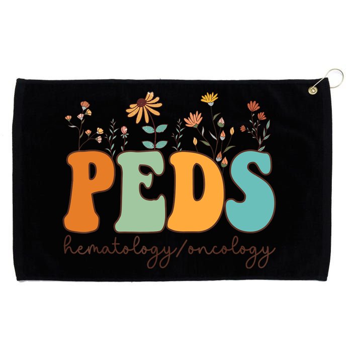 Pediatric Hematology Oncology Nurse Retro Groovy Wildflowers Grommeted Golf Towel