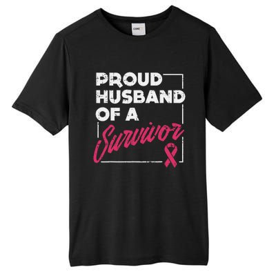 Proud Husband Of Survivor Breast Cancer Awareness Gift Tall Fusion ChromaSoft Performance T-Shirt