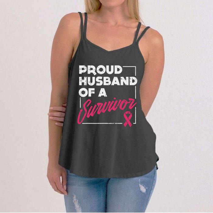 Proud Husband Of Survivor Breast Cancer Awareness Gift Women's Strappy Tank