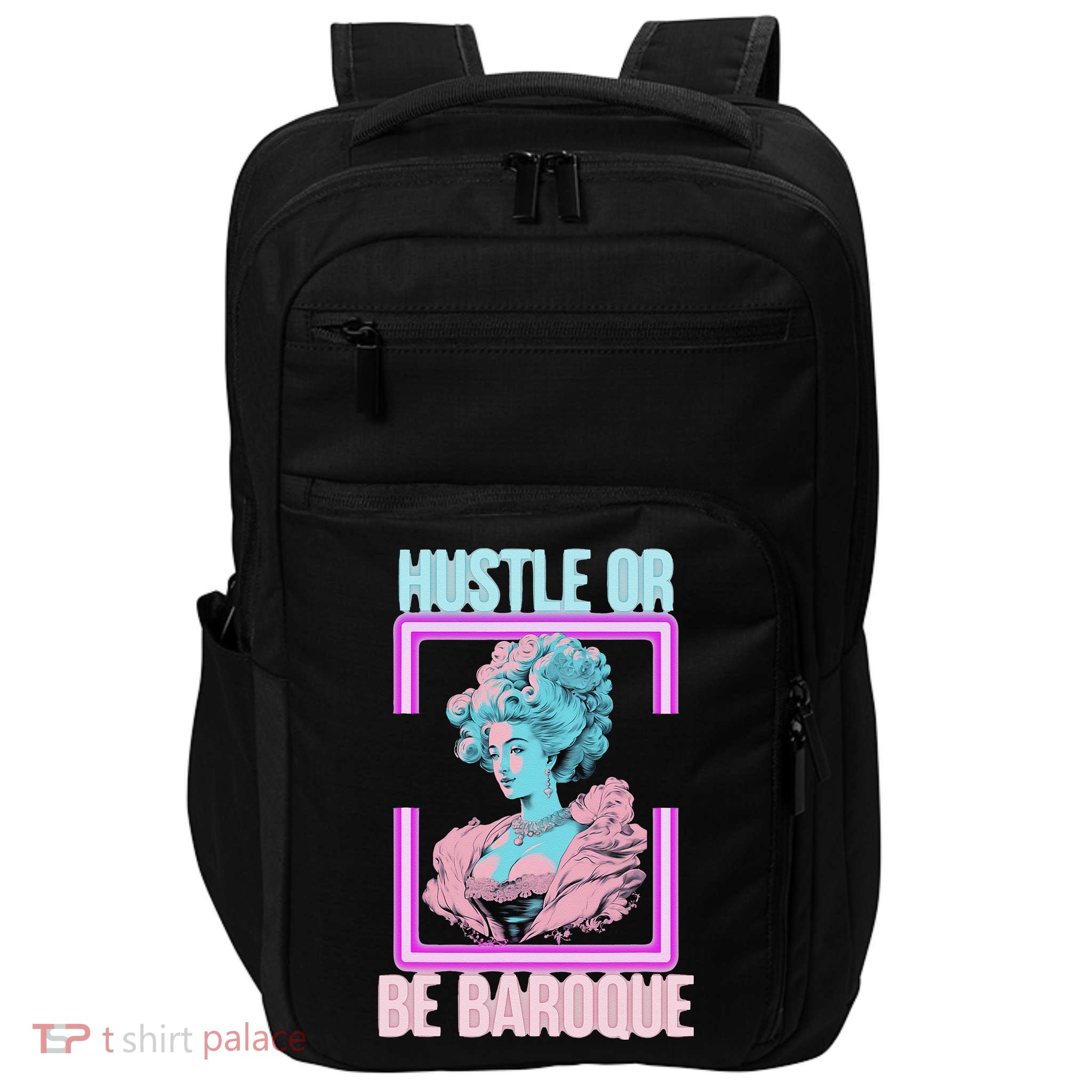 PinkFluffDesigns Hustle or Be Baroque Impact Tech Backpack