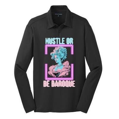 PinkFluffDesigns Hustle or Be Baroque Silk Touch Performance Long Sleeve Polo