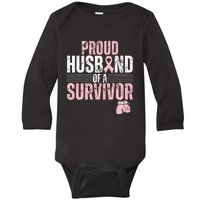 Proud Husband Of Survivor Breast Cancer Survivor Awareness Baby Long Sleeve Bodysuit