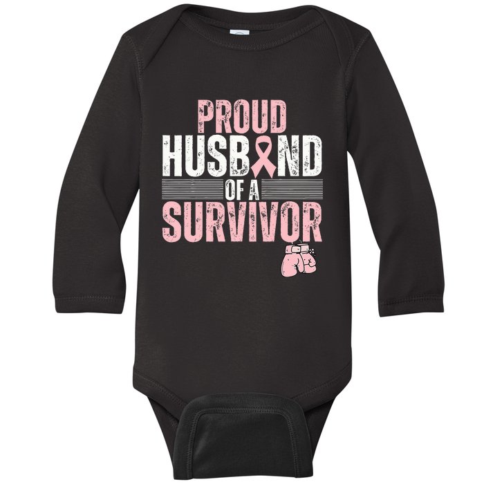 Proud Husband Of Survivor Breast Cancer Survivor Awareness Baby Long Sleeve Bodysuit