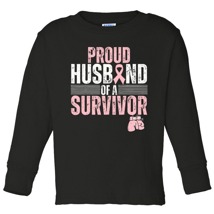 Proud Husband Of Survivor Breast Cancer Survivor Awareness Toddler Long Sleeve Shirt