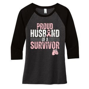 Proud Husband Of Survivor Breast Cancer Survivor Awareness Women's Tri-Blend 3/4-Sleeve Raglan Shirt