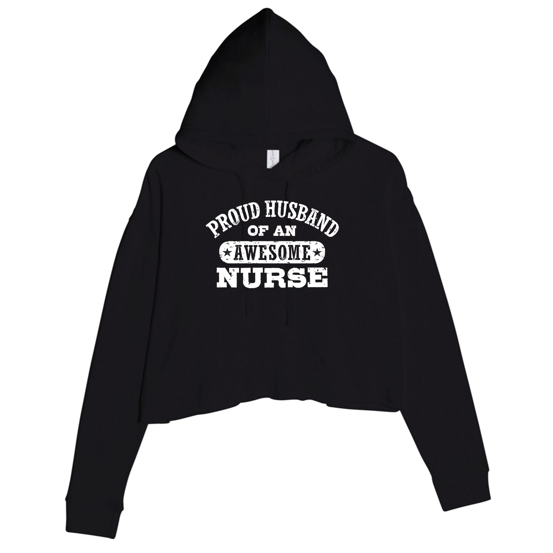 Proud Husband Of An Awesome Nurse Positive Message Crop Fleece Hoodie