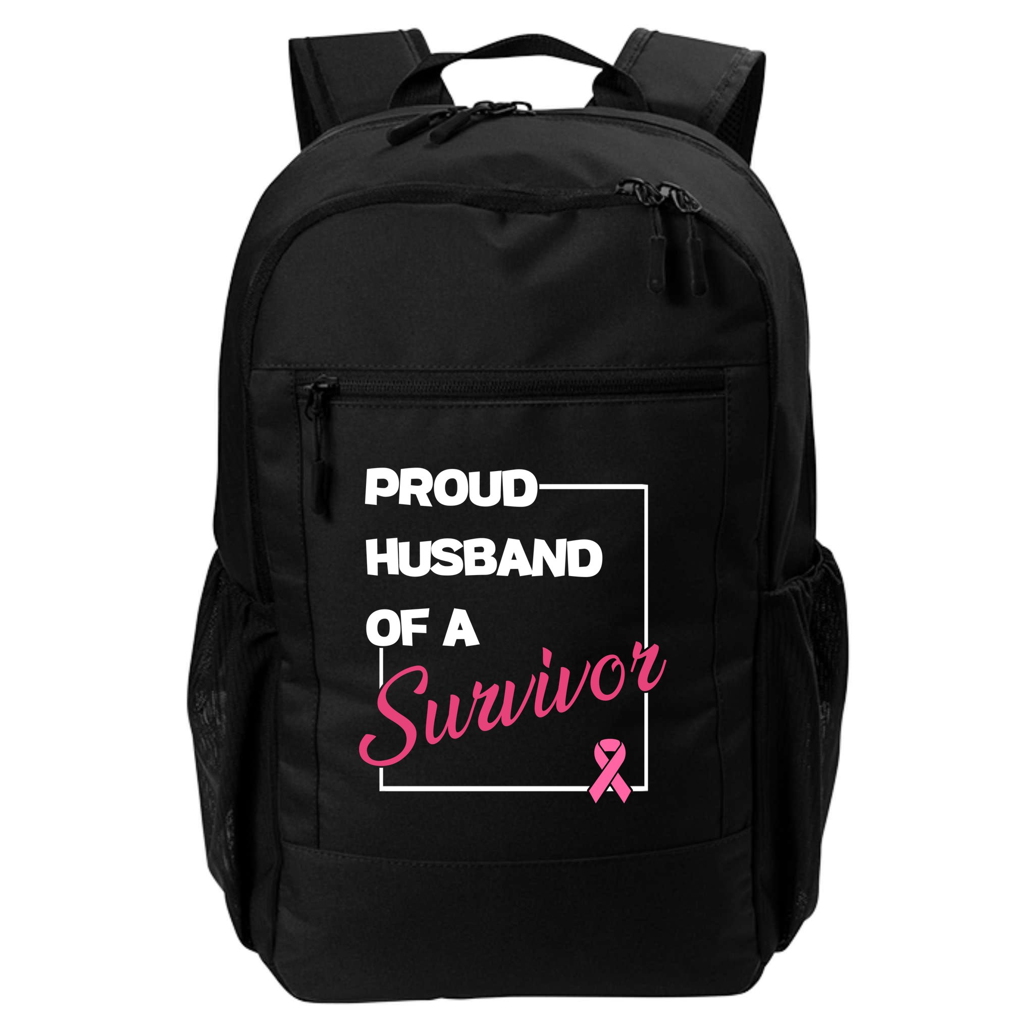 Proud Husband Of A Survivor Breast Cancer Awareness Backpack