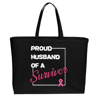 Proud Husband Of A Survivor Breast Cancer Awareness Cotton Canvas Jumbo Tote